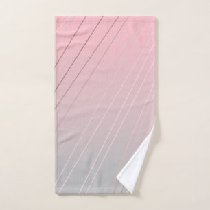 Elegant gradient pink grey pattern rose gold bath towel set