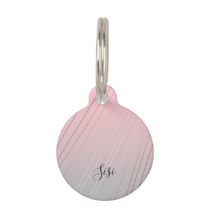 Elegant gradient pink grey pattern rose gold pet tag