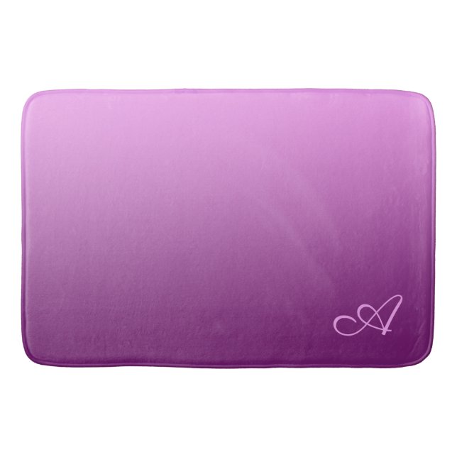 Elegant Gradient Pink with Custom Monogram Bath Mat (Front)