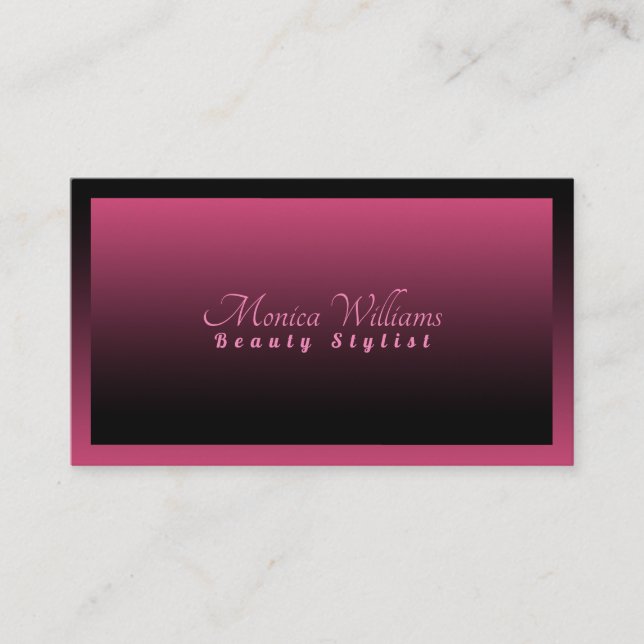 Elegant gradient style pink and black business card (Front)