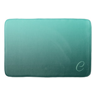 Elegant Gradient Teal with Custom Monogram Bath Mat