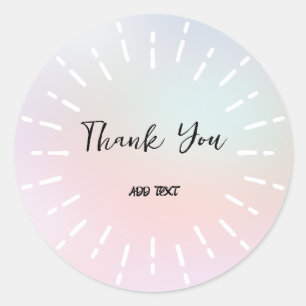 Elegant Gradient watercolor floral Thank You name Classic Round Sticker