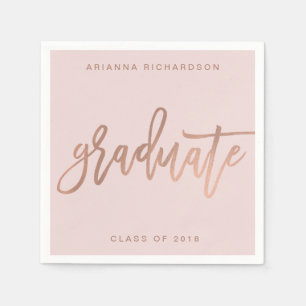 Elegant Graduate   Blush Pink and Faux Rose Gold Napkin