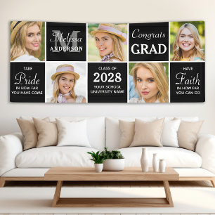 Elegant Graduate Custom 5 Photo Collage Graduation Banner
