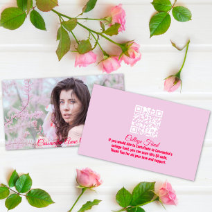 Elegant Graduate Girl Grad QR Code Enclosure Business Card