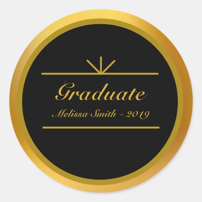 Elegant Graduate Gold & Black Sticker (Front)