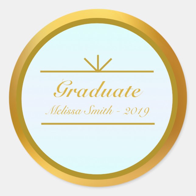 Elegant Graduate Gold & Turquoise Sticker (Front)