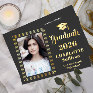 Elegant Graduate Grad Photo Announcement Foil