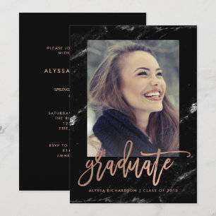 Elegant Graduate   Marble 2018 Photo Grad Party Invitation