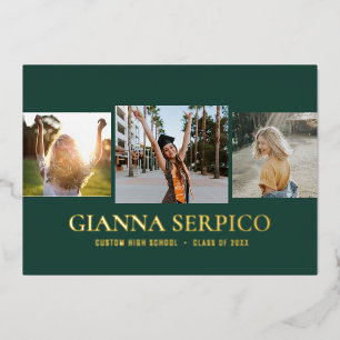 Elegant Graduate Name Foil Invitation in Green