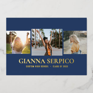 Elegant Graduate Name Foil Invitation in Navy