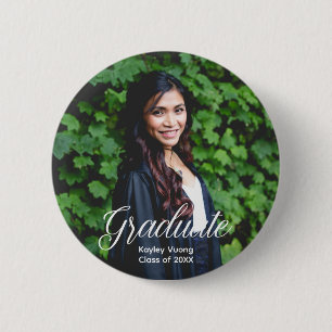 Elegant Graduate Photo Personalized Graduation 2 Inch Round Button