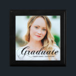 Elegant Graduate Photo Personalized Graduation Gift Box<br><div class="desc">Graduate written in elegant black callligraphy over your senior portrait photo makes a beautiful,  minimalist graduation gift box. Customize with your name and high school or university class of 2025 under the cursive typography.</div>