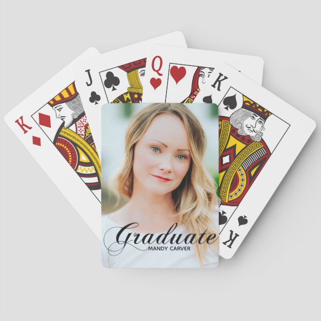 Elegant Graduate Photo Personalized Graduation Playing Cards (Back)