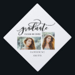 Elegant Graduate Script 2 Photo Collage Graduation Cap Topper<br><div class="desc">Featuring whimsical elegant script with a 2-photo layout to showcase your favourite grad.</div>