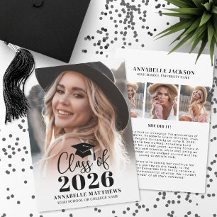 Elegant Graduate Simple Photo Collage Graduation Announcement