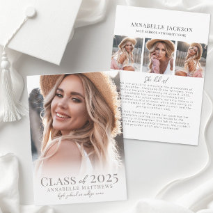 Elegant Graduate Simple Photo Collage Graduation Announcement