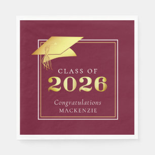 Elegant Graduation 2023 Maroon Gold Personalized N Napkin