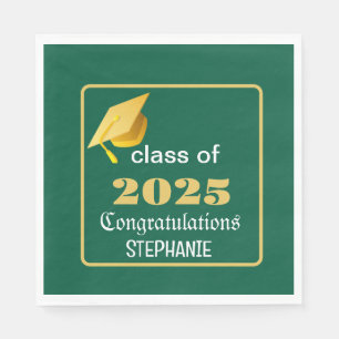 Elegant Graduation 2025 Blue Gold Personalized Napkin