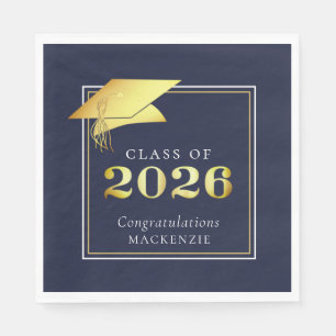 Elegant Graduation 2026 Navy Gold Personalized Napkin