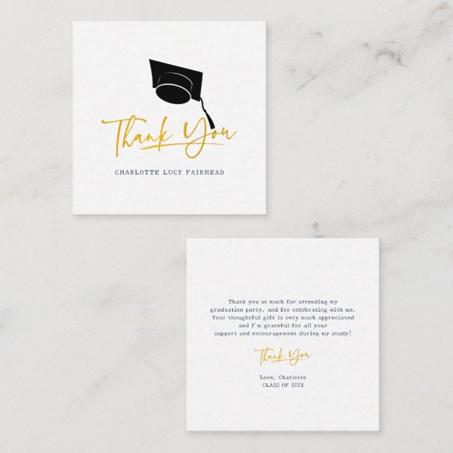 Elegant Graduation 2026 Script Thank You Card (Front/Back)