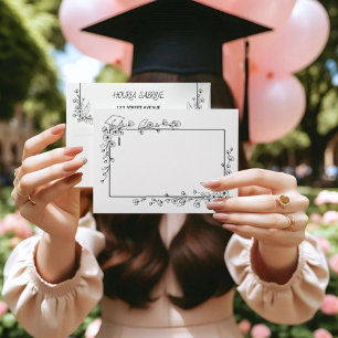 Elegant Graduation Black and white Floral Border Envelope