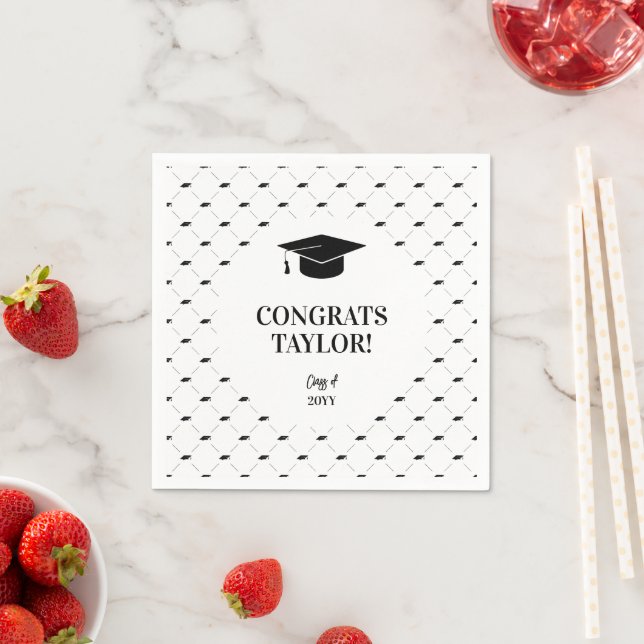 Elegant Graduation Cap Personalized Napkin (Insitu)