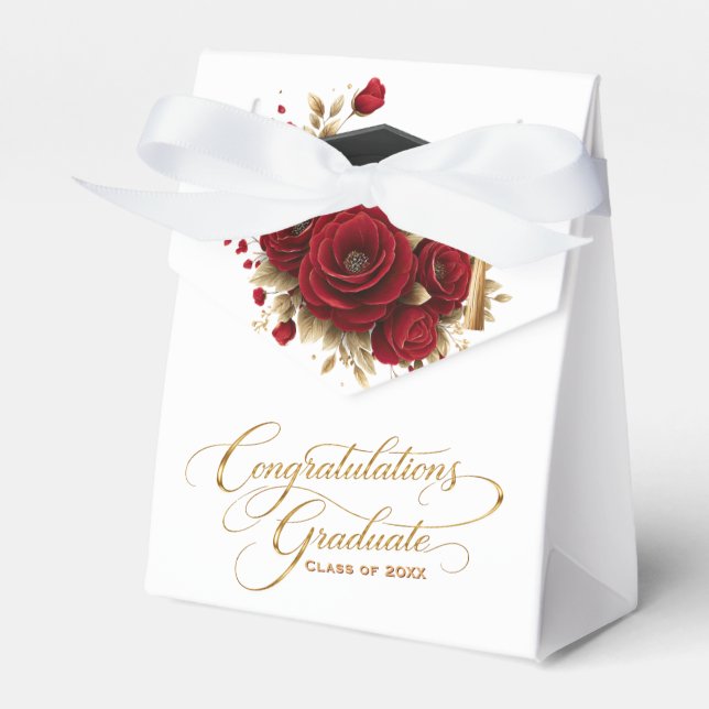 Elegant Graduation Celebration • Gold Script  Favor Box (Front Side)