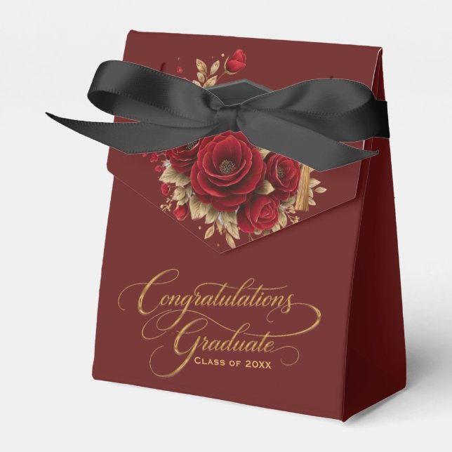 Elegant Graduation Celebration • Gold Script  Favor Box (Front Side)