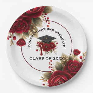 Elegant Graduation Celebration • Gold Script Paper Plate