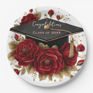 Elegant Graduation Celebration • Gold Script Paper Plate