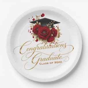 Elegant Graduation Celebration • Gold Script Paper Plate