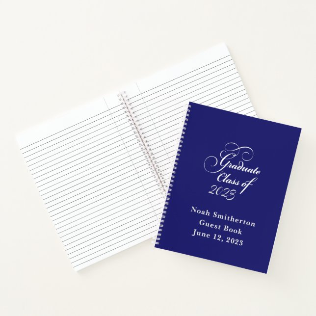 Elegant Graduation Class 2022 Blue Guest Book (Inside)