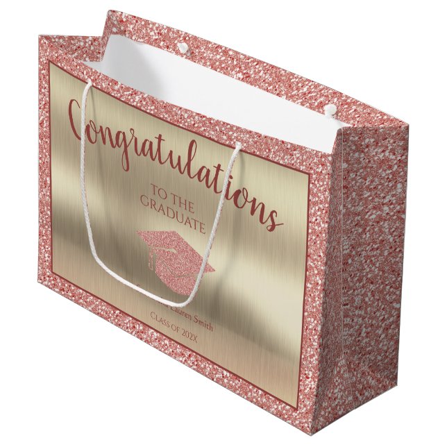 Elegant Graduation Class of 2024 Congratulations Large Gift Bag (Front Angled)