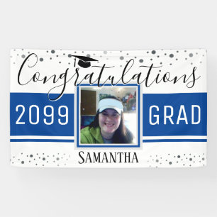 Elegant Graduation Congratulations Photo Blue Banner