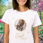 Elegant Graduation Custom Graduate Chic Gold Photo T-Shirt<br><div class="desc">Congratulations on your child's graduation! As a proud mom, you deserve to show off your love and support with a personalized t-shirt. This elegant chic modern design features a gold stars picture frame showcasing your favourite photo of your graduate. Whether it's from high school, college, or university, this shirt is...</div>