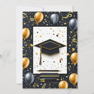 Elegant Graduation Diploma with Mortarboard Invitation