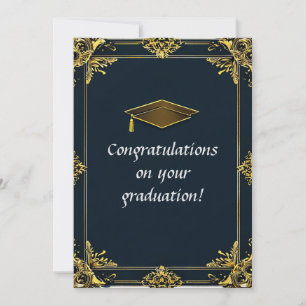 Elegant Graduation Diploma with Mortarboard Invitation