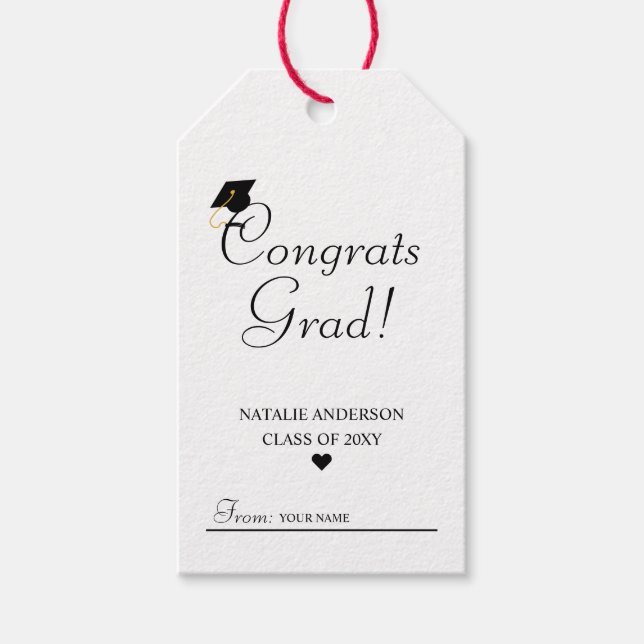 Elegant Graduation Gift Tag with Cap Design (Front)