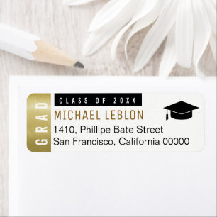 Elegant Graduation Gold Black White Grad