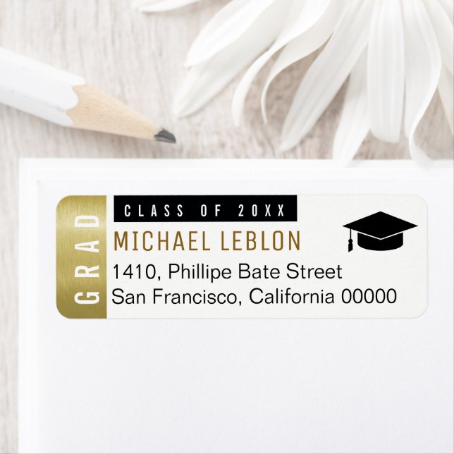 Elegant Graduation Gold Black White Grad (Insitu)