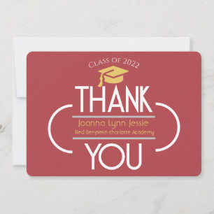Elegant Graduation gold Cap Thanks Script Photo Thank You Card