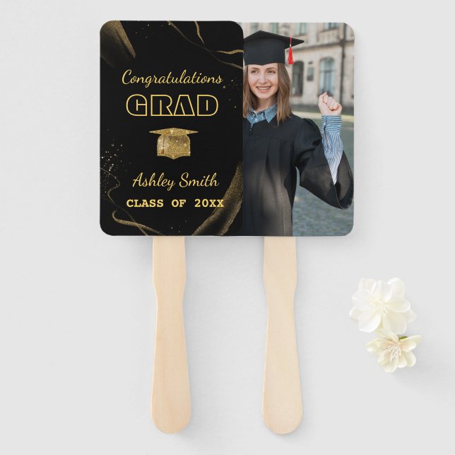 elegant Graduation Hand Fan (Front and Back)