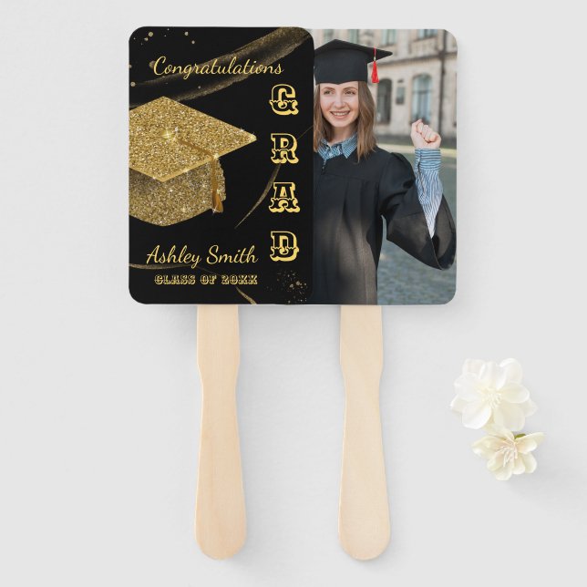 elegant Graduation Hand Fan (Front and Back)