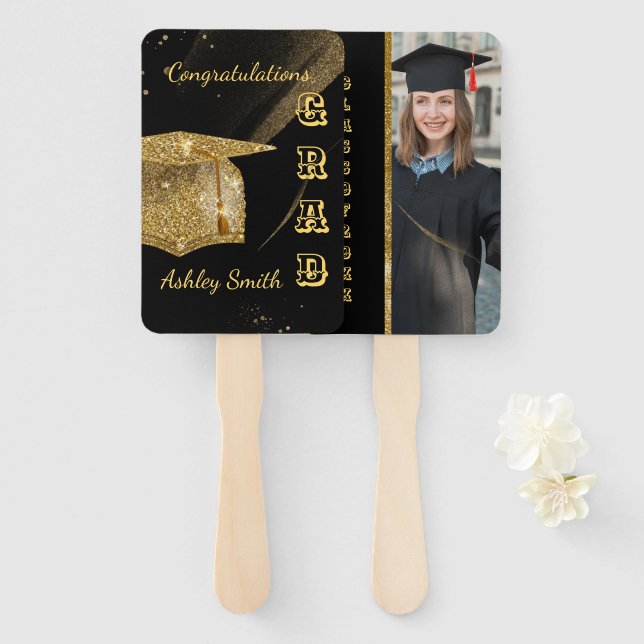elegant Graduation Hand Fan (Front and Back)