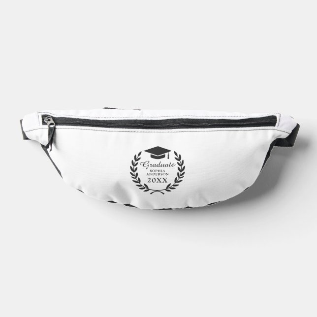 Elegant Graduation Laurel Wreath Modern Minimalist Fanny Pack (Lay Down)