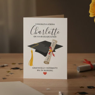 Elegant Graduation Name Diploma Design Card