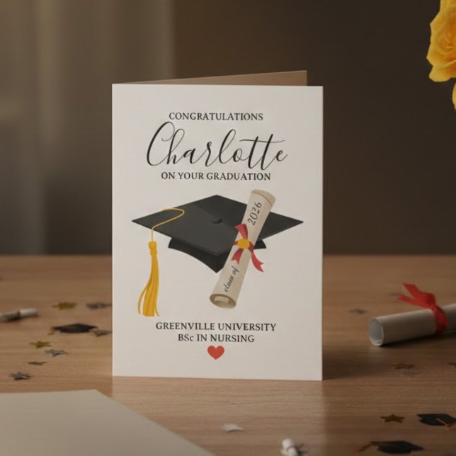 Elegant Graduation Name Diploma Design Card (Creator Uploaded)