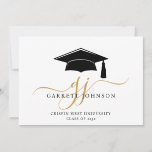 Elegant Graduation Name Gold Monogram Announcement