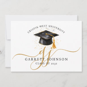 Elegant Graduation Name Gold Monogram Announcement